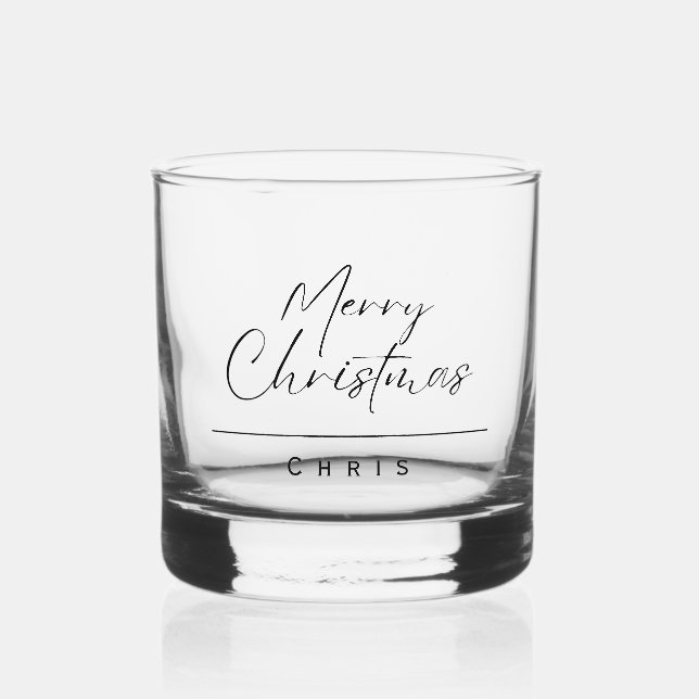 Verre À Whisky Monogramme Joyeux Noël noir (Recto)