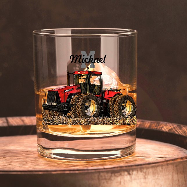Verre À Whisky Monogramme Nom Tractor Ferme agricole (Créateur téléchargé)