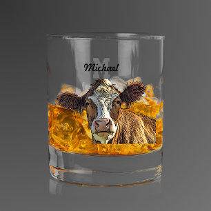 Verre À Whisky Monogramme Red Holstein Vache ferme laitière
