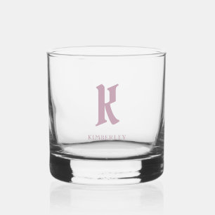 Verre À Whisky Monogramme rose, typographie de lettre de style an