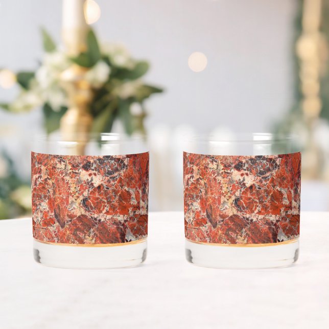 Verre À Whisky Motif en pierre de Jasper Breccié Orange (Insitu (Mariage))