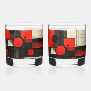 Verre À Whisky Motif géométrique rouge noir crème