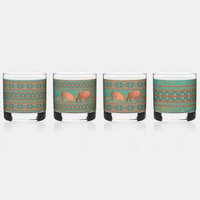 Verre À Whisky Motif géométrique sud-ouest et Javelinas amusants (Recto)