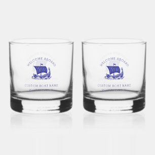 Verre À Whisky Nom de bateau personnalisé moderne nautique & logo