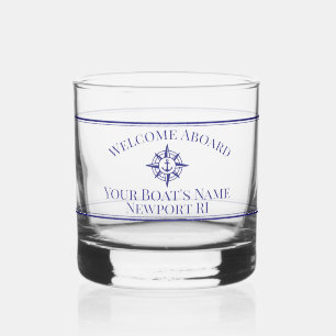 Verre À Whisky Nom du bateau Ensemble de boissons à quai compas n