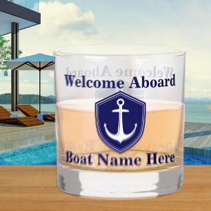 Verre À Whisky Nom du bateau nautique personnalisé Ancre Marine B