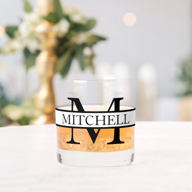 Verre À Whisky Nom monogramme simple Personnalisé (Insitu (Mariage))