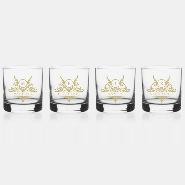 Verre À Whisky Nom personnalisé Monogramme Organisation personnal (Recto)