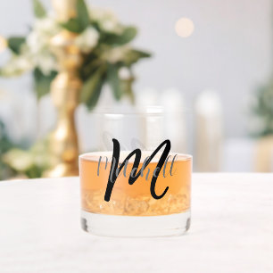 Verre À Whisky Nom personnalisé simple monogrammé