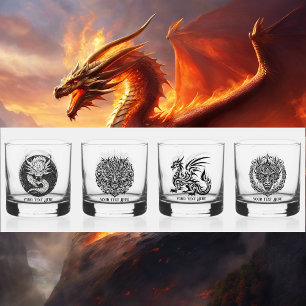 Verre À Whisky Nuit de jeu Dragons uniques 4 Texte personnalisé