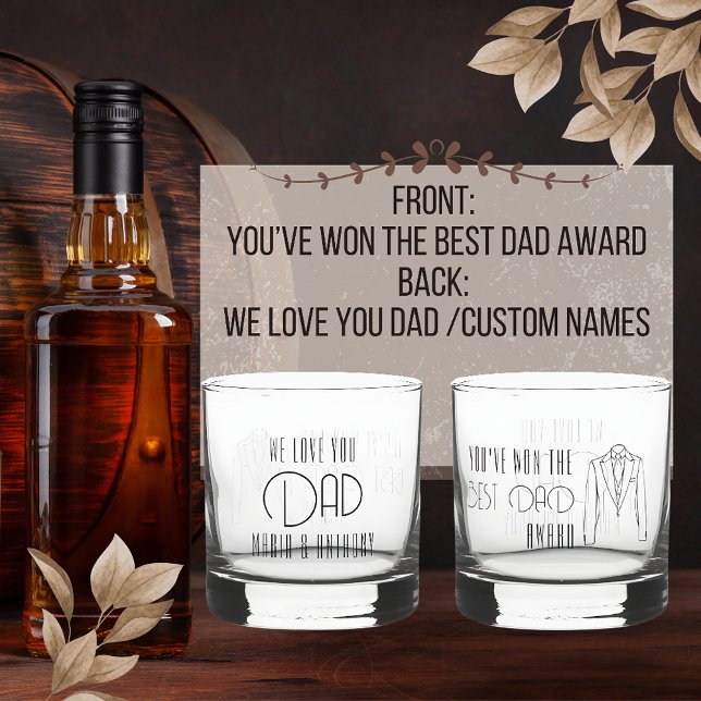 Verre À Whisky On t'aime Papa, lauréat du prix Best papa (A cherrished gift, a sophisticated elegant drinkware. Gift for birthday, father's day or christmas )