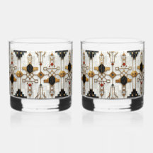 Or noir rouge motif géométrique moderne