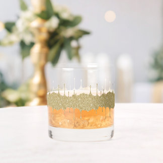 Verre À Whisky Paillettes dorées élégantes et glamour fondantes