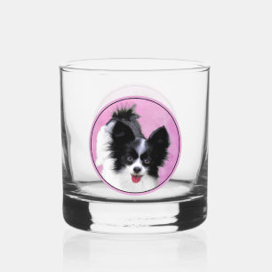 Verre À Whisky Papillon (blanc et noir) Peinture - Chien Art