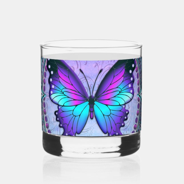 Verre À Whisky Papillon de sublimation avec Arrière - plan (Recto)