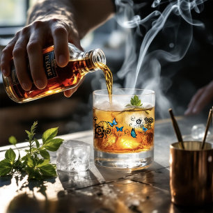 Verre À Whisky Papillons bleus tribaux Steampunk engrenage tourbi