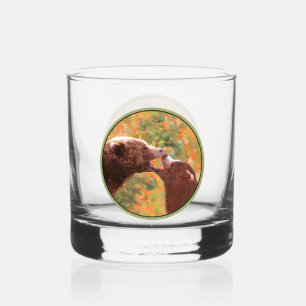 Verre À Whisky Peinture de maman ours grizzly et ourson Art fauni