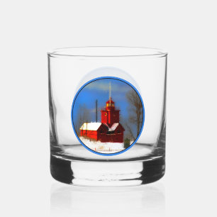 Verre À Whisky Peinture de phare rouge - Art original
