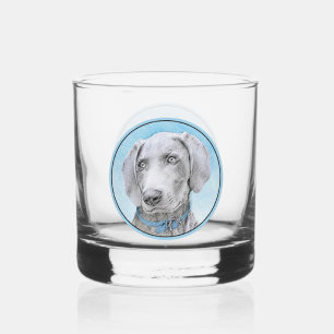 Verre À Whisky Peinture de Weimaraner - Art Original de Chien Mig