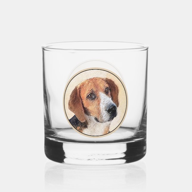 Verre À Whisky Peinture Harrier - Joli art original chien (Recto)