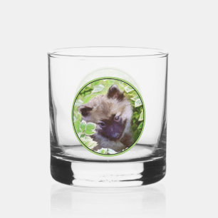 Verre À Whisky Peinture originale d'un chiot Keeshond dans le jar