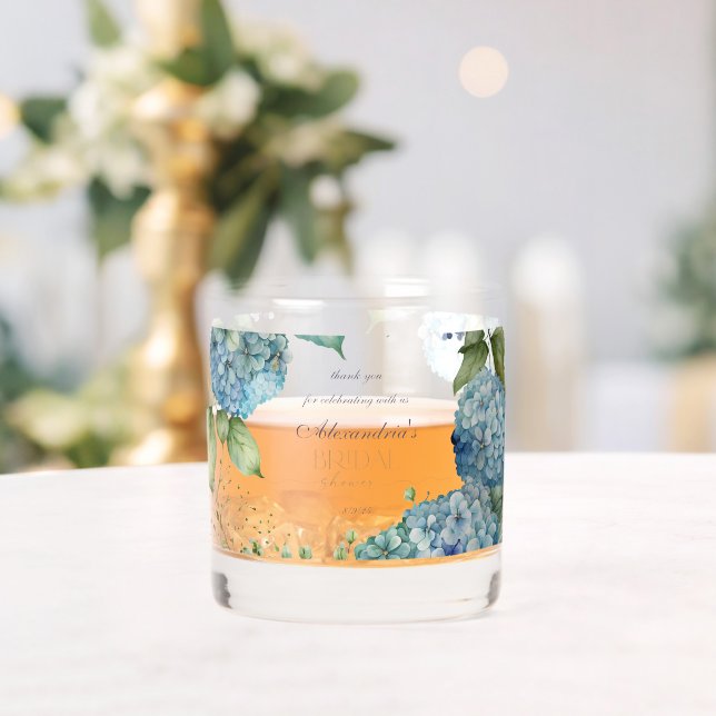 Verre À Whisky Personalise Bridal Shower Blue Hydrangeas (Insitu (Mariage))