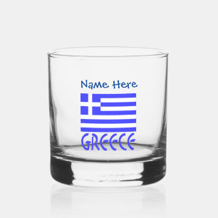 Verre À Whisky Personnalisation Grèce et Drapeau Grec Bleu
