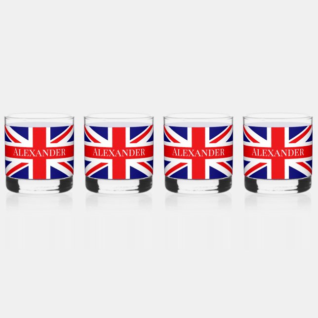 Verre À Whisky Personnaliser avec le nom British National Flag (Recto)