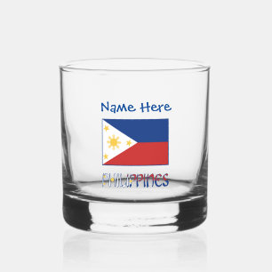 Verre À Whisky Philippines Drapeau Philippin Bleu Personnalisatio