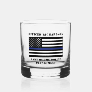 Verre À Whisky Police de la ligne bleue mince