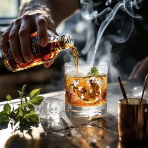 Verre À Whisky Renard Kitsune Fantaisiste Fleurs de Cerisier Bleu