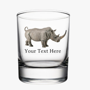 Verre À Whisky Rhinoceros Illustration Rhino message personnalisé