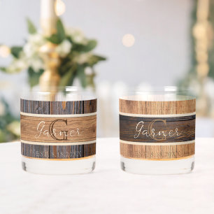 Verre À Whisky Rustic Wood Tone M. et Mme Mariage