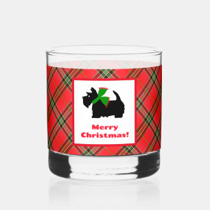 Verre À Whisky Scotty Chien et Tartan Joyeux Noël