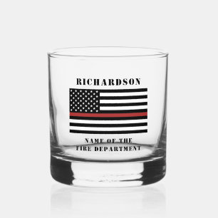 Verre À Whisky Service d'incendie de la ligne rouge mince