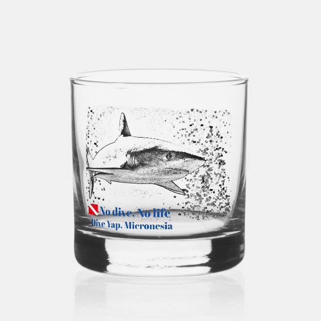 Verre À Whisky Silhouette de requin de récif (Verso)