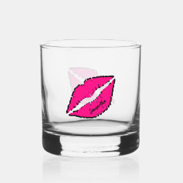 Verre À Whisky Simple Zèbre avec lèvres roses Personnalisé
