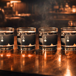 Verre À Whisky Soirée Poker Noir et Or