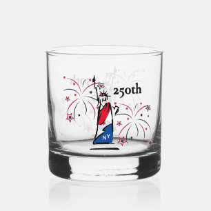 Verre À Whisky Statue de la Liberté avec feux d'artifice 250e ann