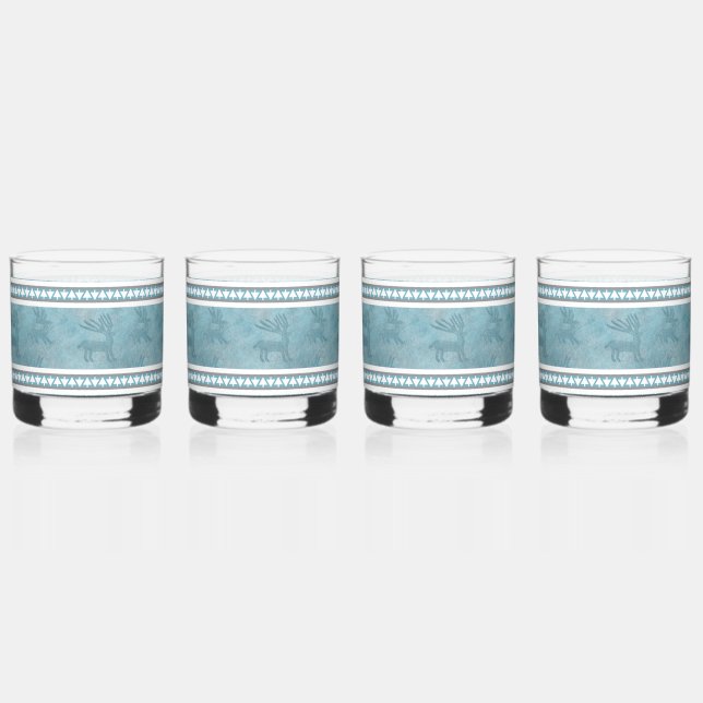 Verre À Whisky Sud-ouest Cerf bleu et blanc (Recto)