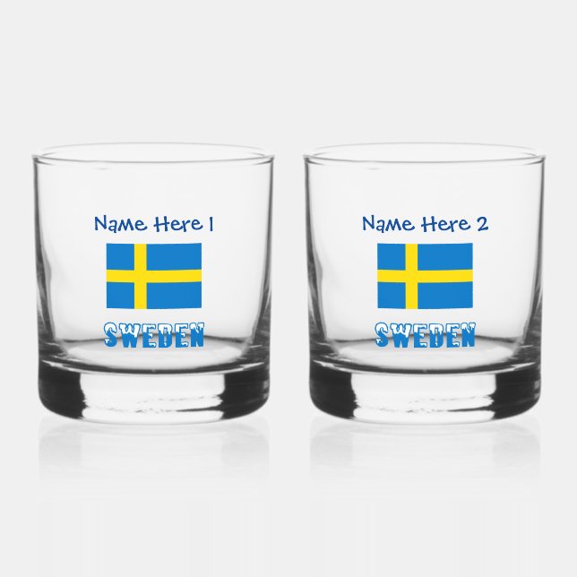 Verre À Whisky Suède et Suède Drapeau bleu Personnalisation (Recto)