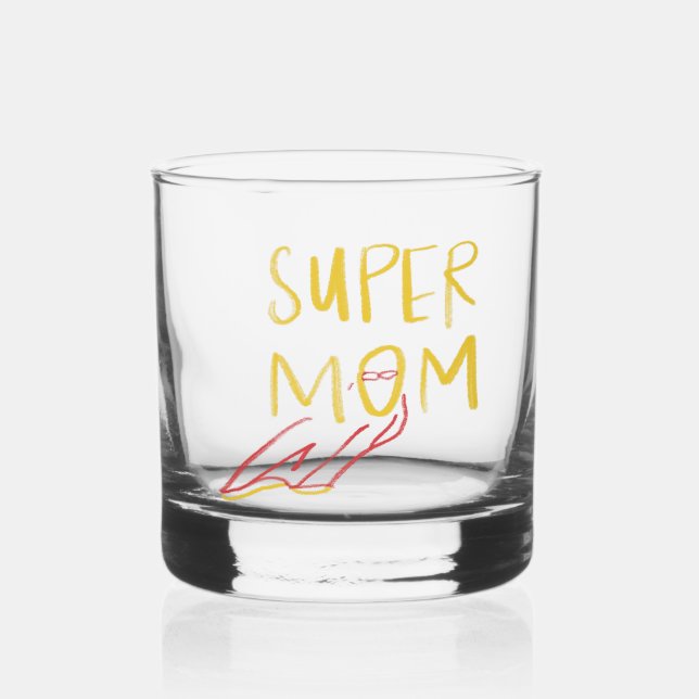 Verre À Whisky Super Maman Illustration Fête des mères (Recto)