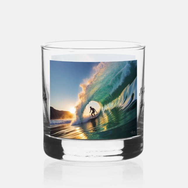 Verre À Whisky Surfeur élégant et coloré (Recto)