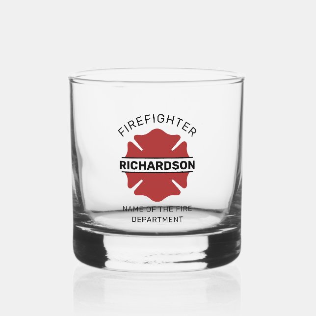 Verre À Whisky Symbole logo rouge du pompier personnalisé (Recto)
