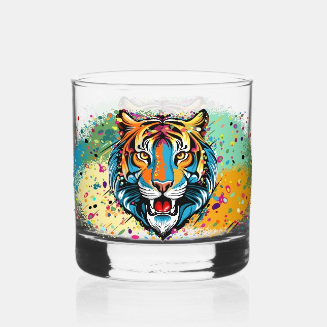 Verre À Whisky Tiger Tiger Tête arc-en-ciel teintures (Recto)