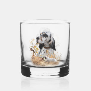 Verre À Whisky Tri Couleur Anglais Setter Art, chasse en bois