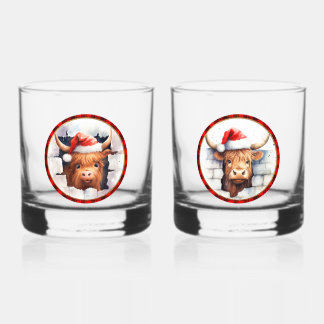 Verre À Whisky Vaches des Highlands mignonnes Chapeaux de Noël Te