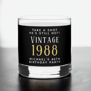 Verre À Whisky Vintage 40e anniversaire de fête Noir