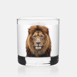 Verre À Whisky Visage de lion majestueux aux yeux bleus   Faune A
