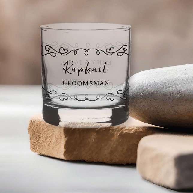Verre À Whisky Whimsical Doodline Art N'importe quel Mariage coul (Groomsman rock glass - customize to any color or for anyone in your wedding party)
